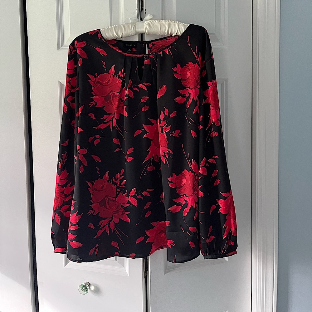 Floral Black and Red Women's blouse